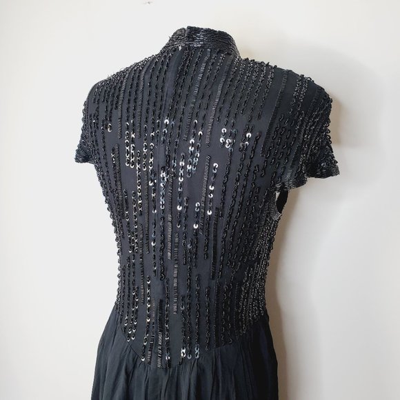 Vintage Nipon Elegant Black Sequin Dress - Picture 5 of 12